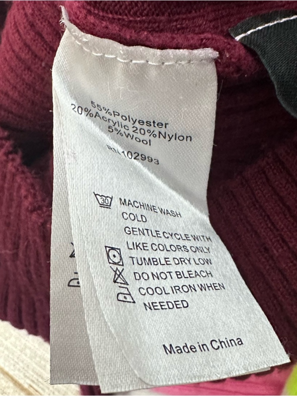 Derek Lam Ribbed Henley Long Sleeve Sweater in Burgundy - Picture 5 of 5